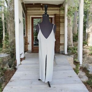 Free People Beach Maxi Bathing Suit Cover Up White Spaghetti Strap Slits med